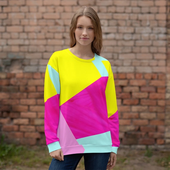 Neon Pastel Color Blocking Unisex RECYCLED Sweatshirt Canada