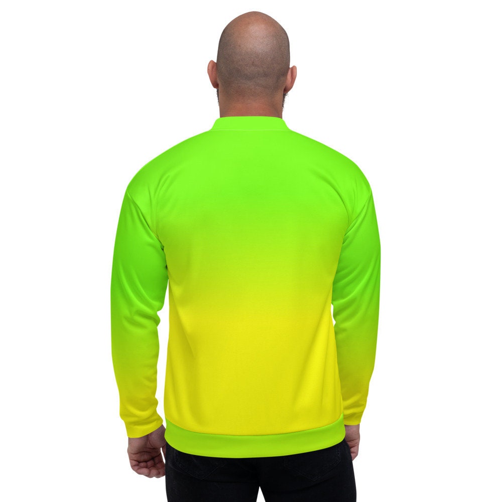 Neon Multicolor Palm Leaf Print Men's Bomber Jacket