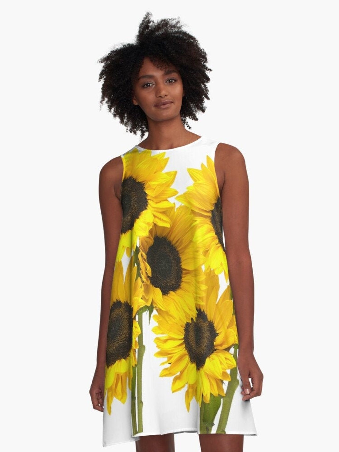 Un Prodotto Giapponese　リネンスカート　SUNFLOWER Sunflower Floral Midi SunDress – Roll Up Fashion