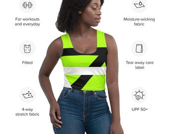 Neon Lime Green Color Blocking Crop Top