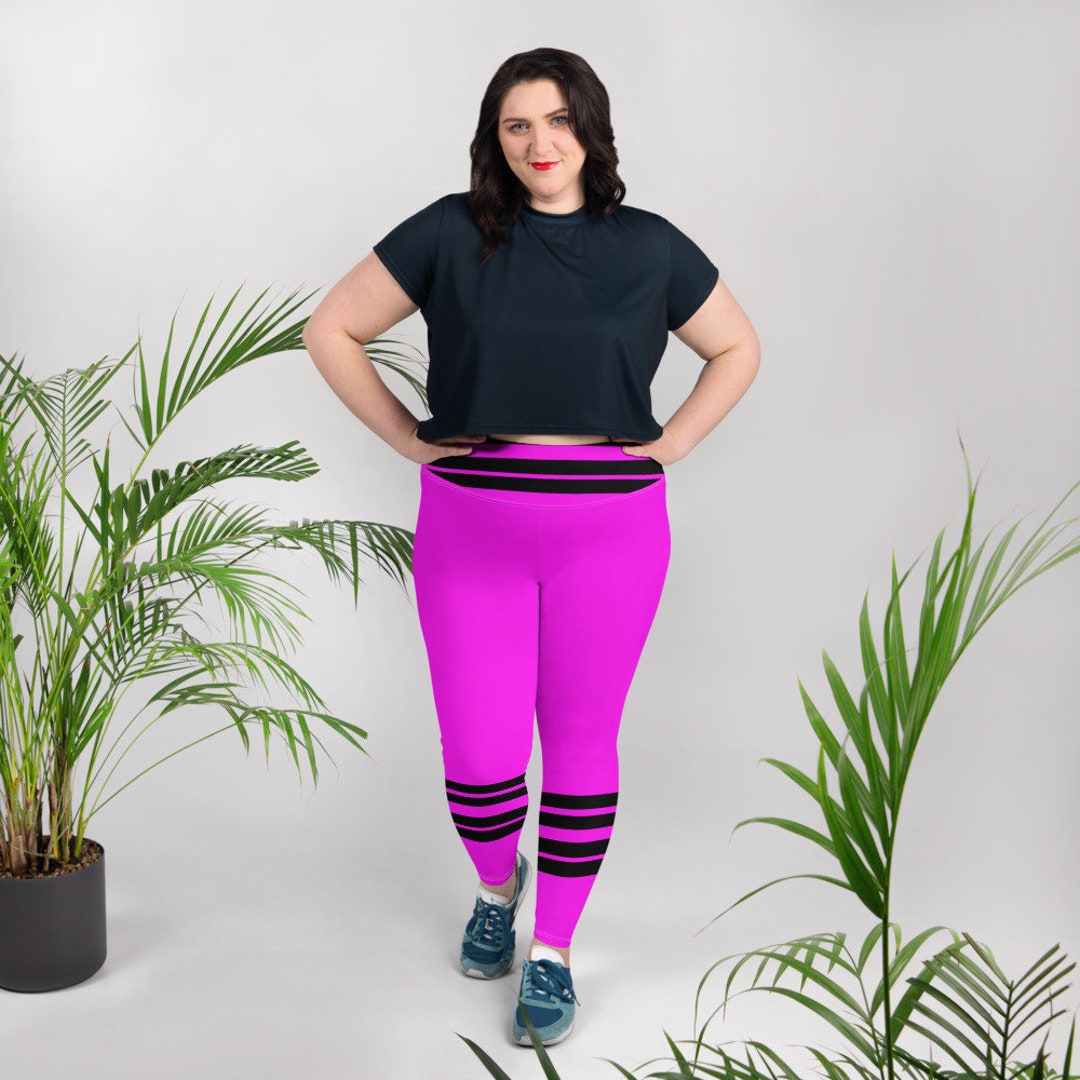 Plus size purple and black striped leggings hotsell