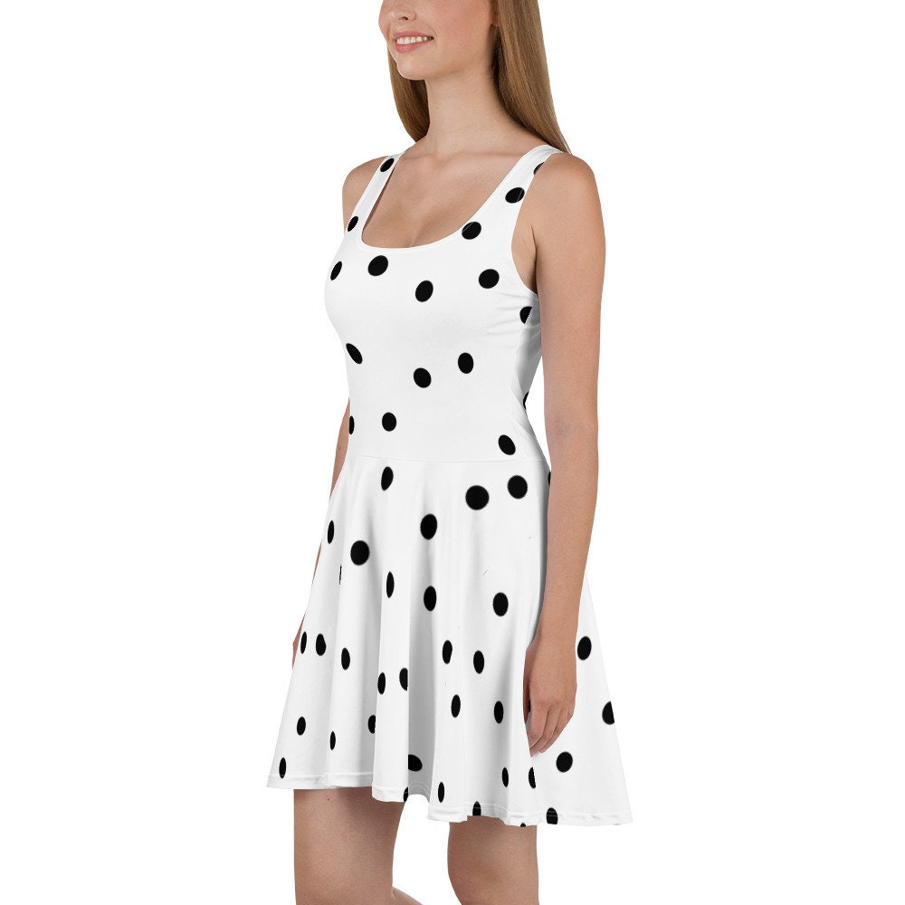 white polka dot skater dress White Polka Dots Skater Dress
