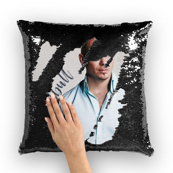 Pitbull Singer Artist / Sequin Cushion Cover / Insert 16 X 16 Inch
