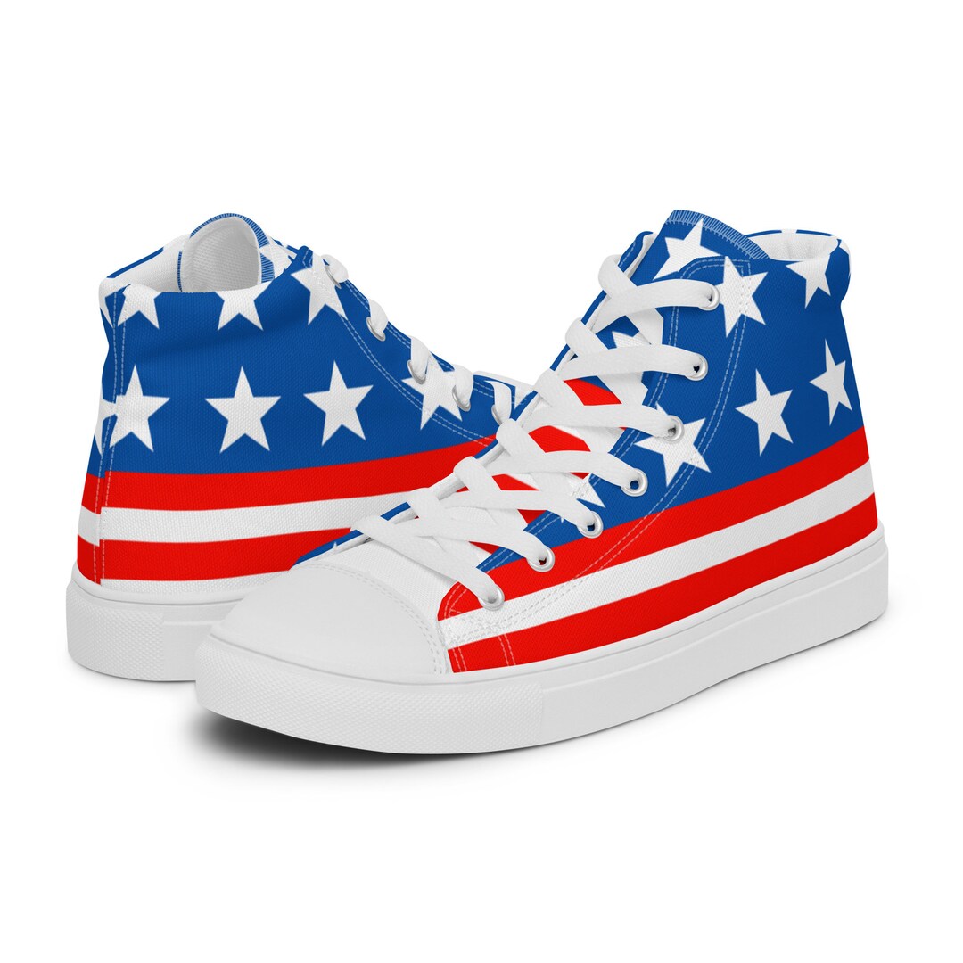 Americana Women's High Top Canvas Shoes American Flag Shoes