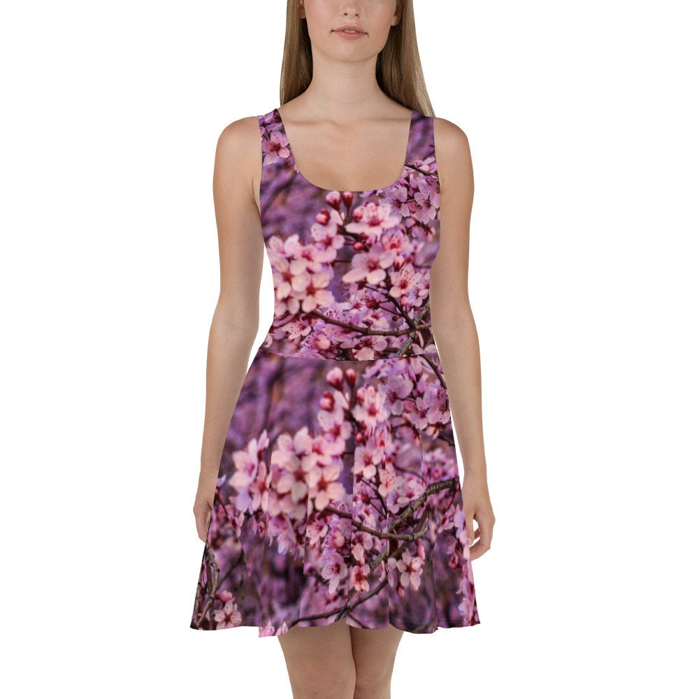 open lace back dress Kawaii Lolita Sakura Print OP Dress, Side Pockets