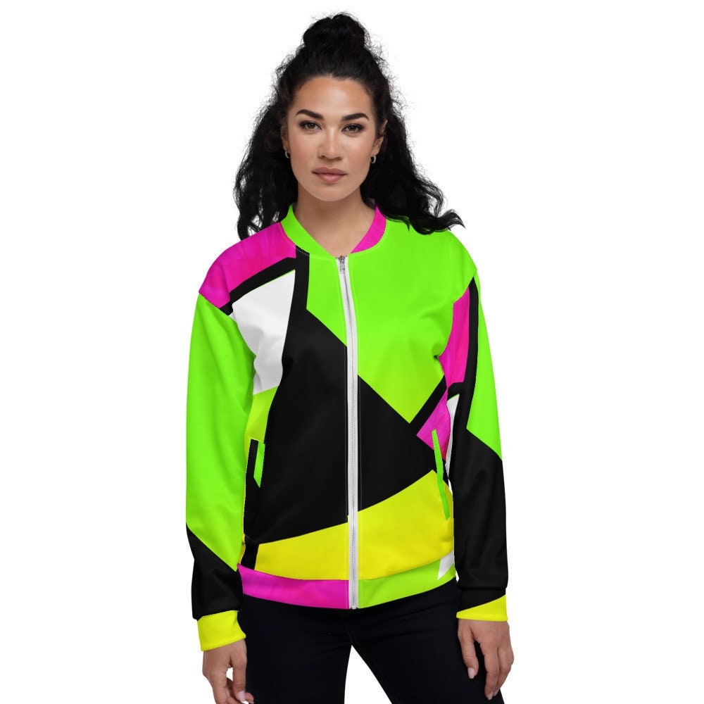 Neon Color Blocking Unisex Bomber Jacket - Etsy