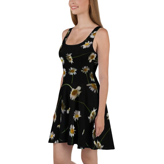 black daisy skater dress Daisy Chain Black Skater Dress