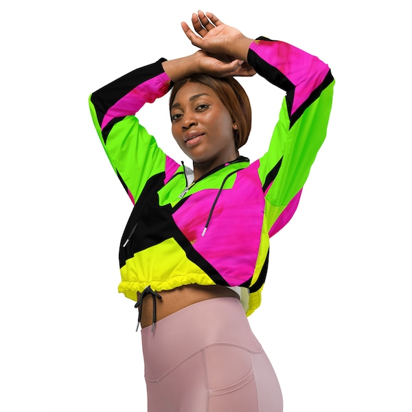 Neon Color Blocking Women’s Cropped Windbreaker / Cropped Jacket