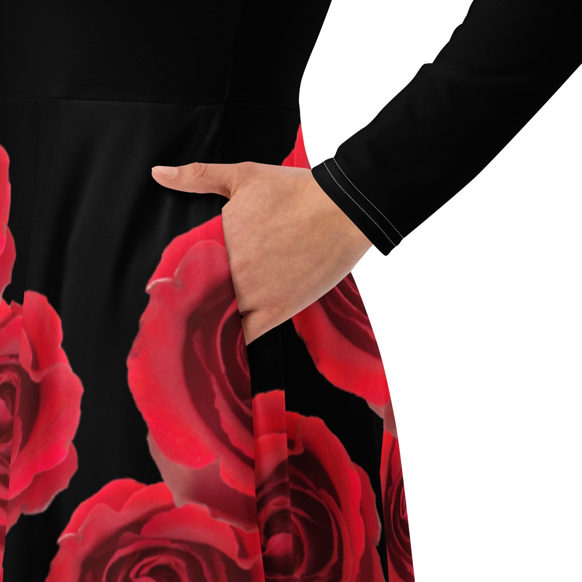 Order Roses Dress Roses Are Red Long Sleeve Midi Dress / up to 6XL - Etsy