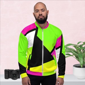 Neon Color Blocking Unisex Bomber Jacket