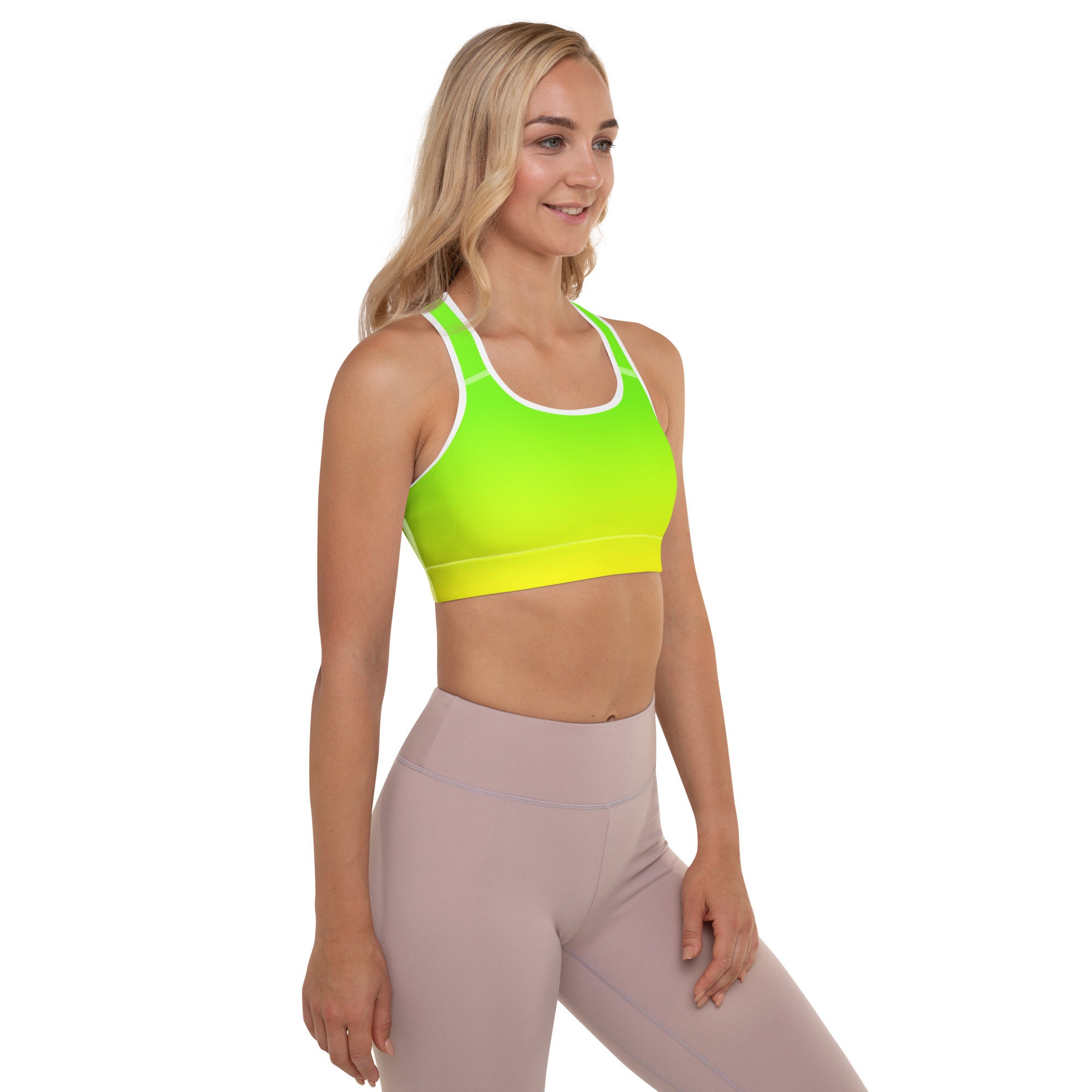 Neon Lime Green & Yellow Padded Sports Bra -  Canada