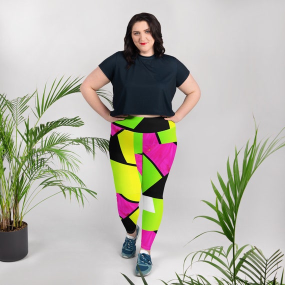 Neon Color Blocking Plus Size Leggings / 6XL 5XL 4XL 3XL 2XL -  New  Zealand