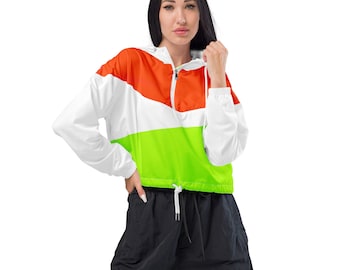 Cropped windjack voor dames met Neon India-vlag