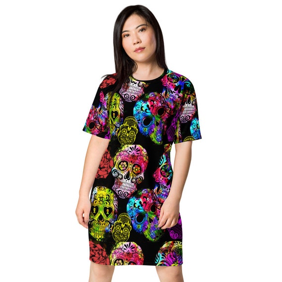 Sugar Skulls T-shirt dress / Calavera / Halloween Fashion