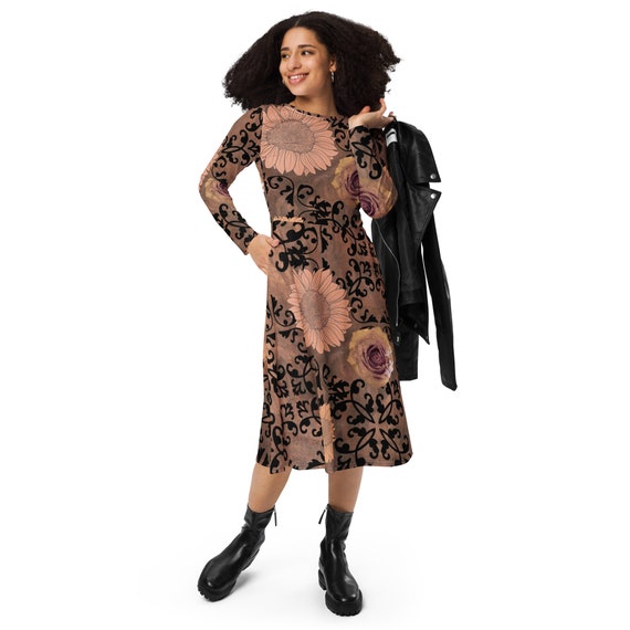 fitted lace wedding dress Beaded Bronze Formal Dress with Long Cape Sleeves Bronze / 8 main image 1