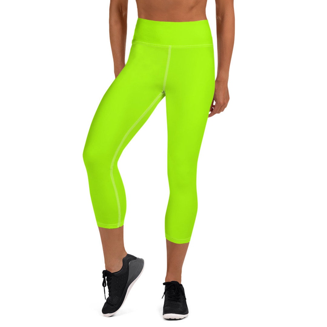 Neon Lime Green u0026 Yellow Yoga Capri Leggings - Etsy Denmark