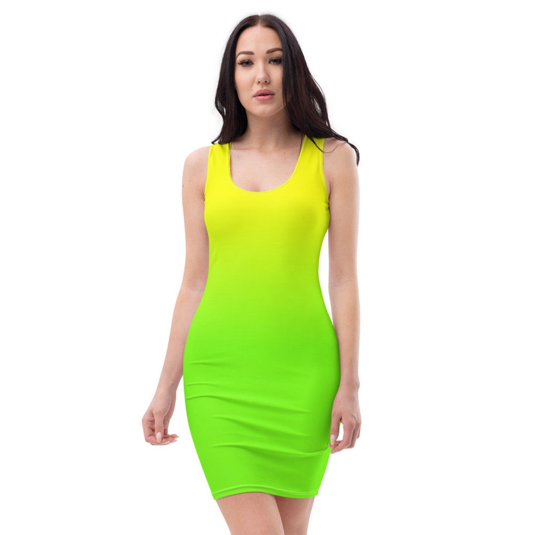 Neon Lime Green & Yellow ECO Tank Dress Neon Lime Green & Yellow ECO Tank Dress