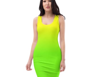 Neon Lime Green & Yellow Tank Dress