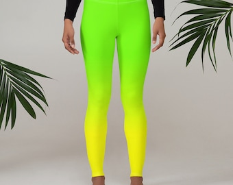 Neon Lime Green & Yellow ECO  Leggings