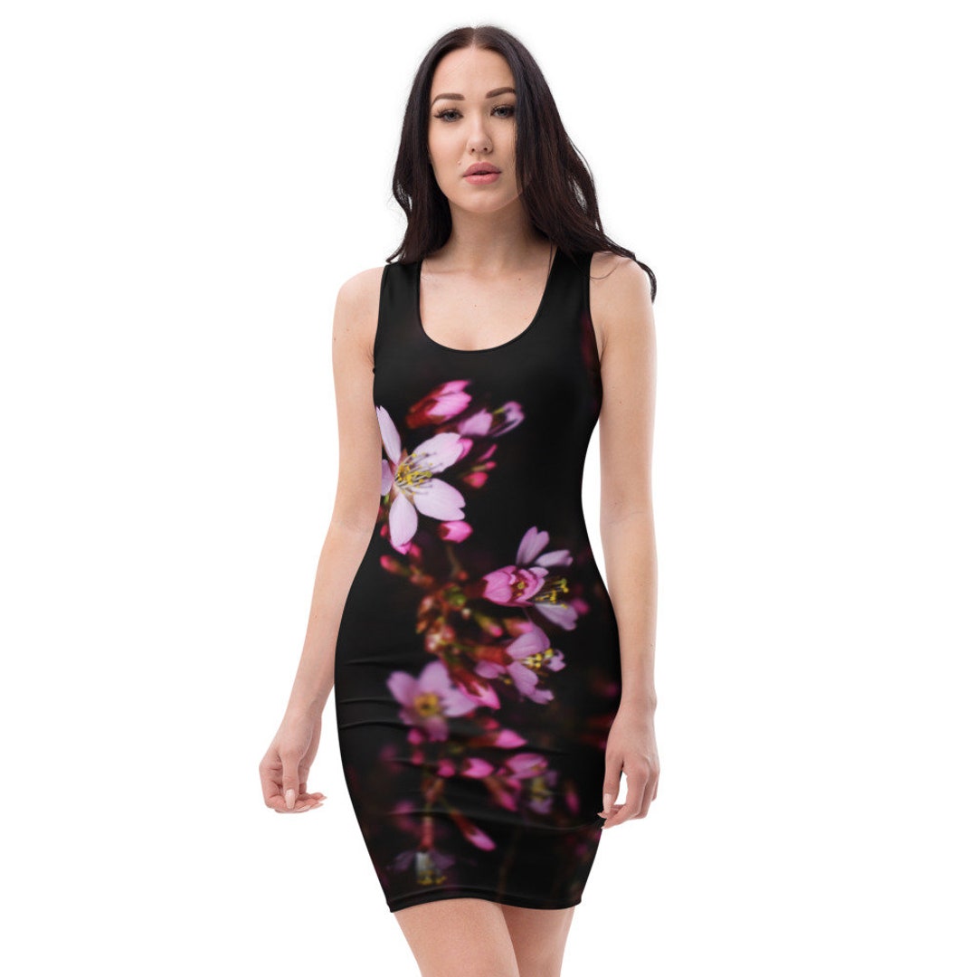 pink and black bodycon dress Bloom Noir Bodycon Dress Black & Fuchsia