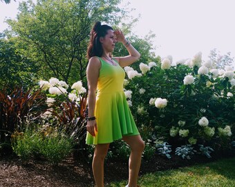 lime green skater dress Frugi Spring Skater Dress