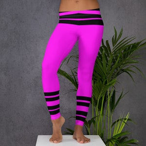 Purple & Black Stripes Leggings