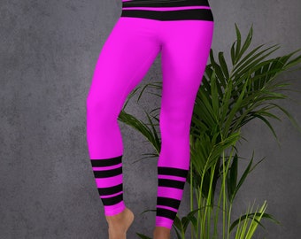 Purple & Black Stripes Leggings