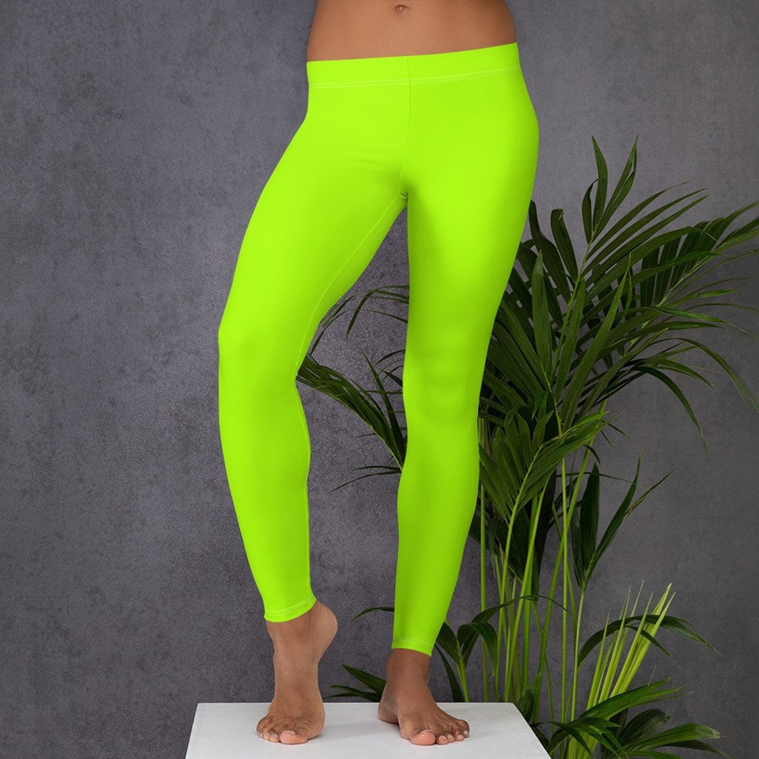 FRESNK High-Waisted Ultra Stretchy Leggings - Lime Green - Bargainshopuk