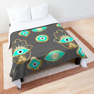 Evil Eye Hamsa Nazar Protection Comforter