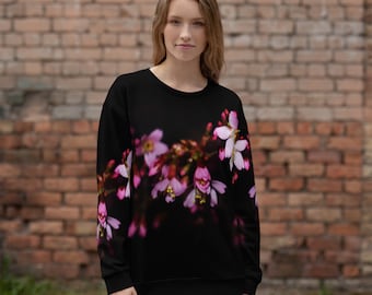 Blossom After Dark RECYCLED  Unisex Sweatshirt / ECO Floral Sweatshirt