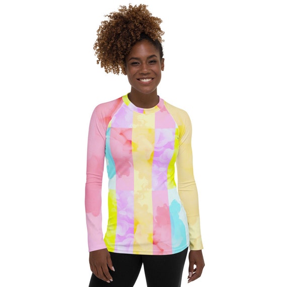 Neon Pastels Women's Rash Guard / Long Sleeve Swimwear / Surfing Swimsuit/  Long Sleeve Activewear 