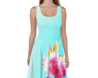 Turquoise & Blossom / Skater Dress