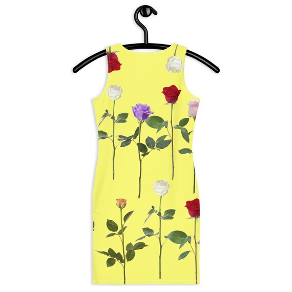 Roses & Sun Tank Dress / Yellow Bodycon