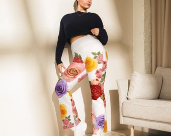 Flower Power RECYCLED Flare Leggings / Bell Bottoms ECO Leggings