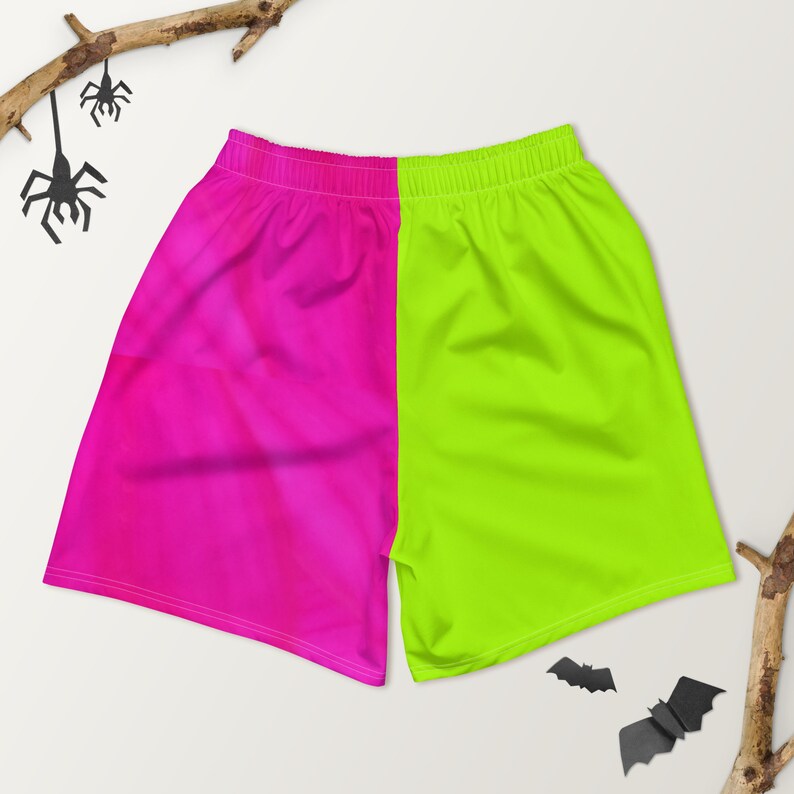 Neon Lime Green & Pink Men's Recycled Athletic Shorts