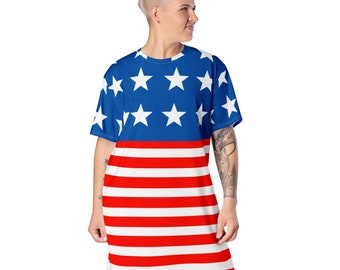 Americana T-shirt Dress / 4th of July T-shirt Dress/ USA flag T-Shirt Dress /Up To 6XL