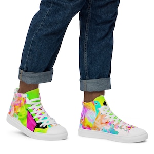 Neon Mish Mash Men’s High Top Canvas Shoes