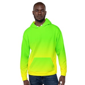 Neon Lime Green & Yellow RECYCLED Unisex Hoodie / ECO hoodie