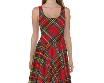 Red Plaid Skater Dress / Holiday Dress / Christmas Dress