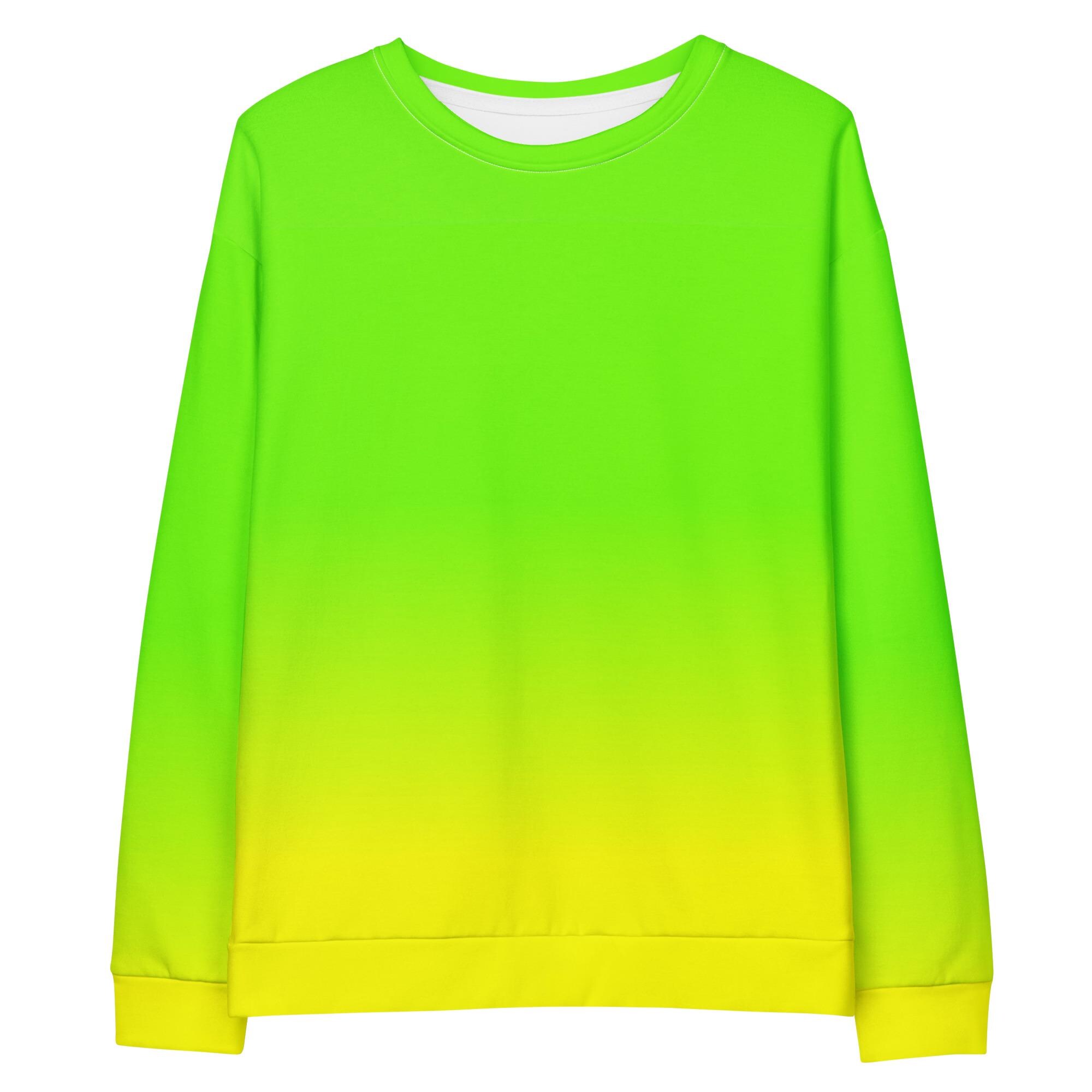 Neon Lime Green & Yellow RECYCLED Unisex Sweatshirt / ECO 