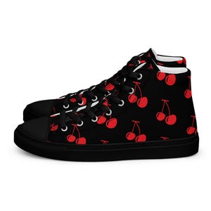 Red Cherries Women’s High Top Canvas Shoes / Converse Style Sneakers