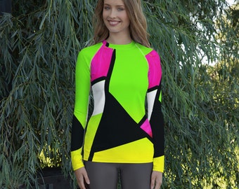 Neon Color Blocking/ Women's Rash Guard / Long Sleeve Activewear