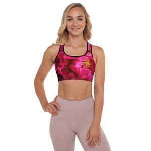 Japanese Peonies  Padded Sports Bra