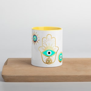 Evil Eye Hamsa Nazar Mug with Color Inside