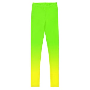 Neon Lime Green & Yellow Youth Leggings / Kid&#39;s Leggings / Sizes 8 to 20