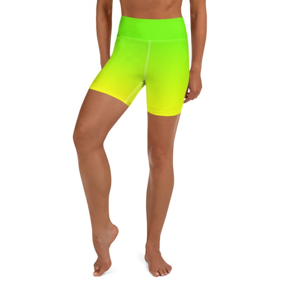 Neon Lime Green Yoga Shorts / Biker Shorts / Booty Shorts / Short Leggings  -  Canada