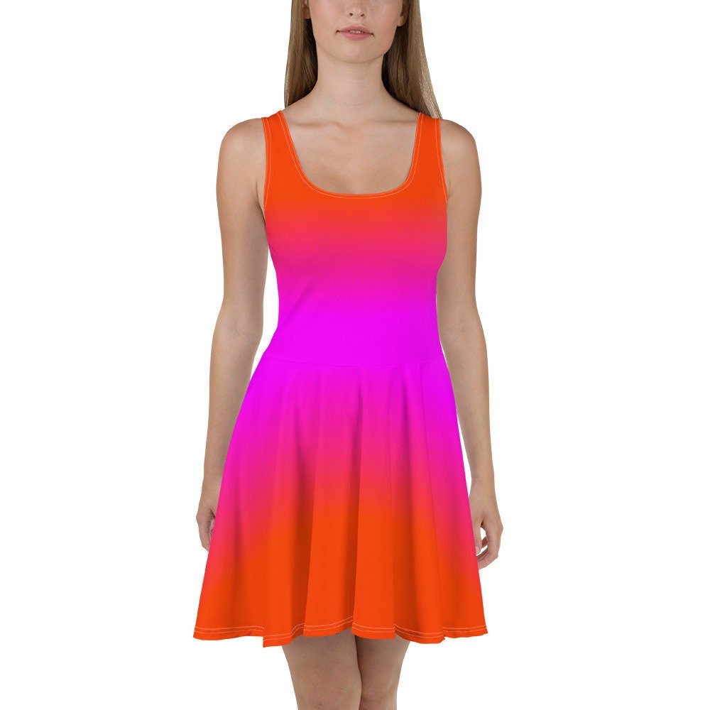 open lace back dress Everly Heidi V Neck Skater Dress Orange