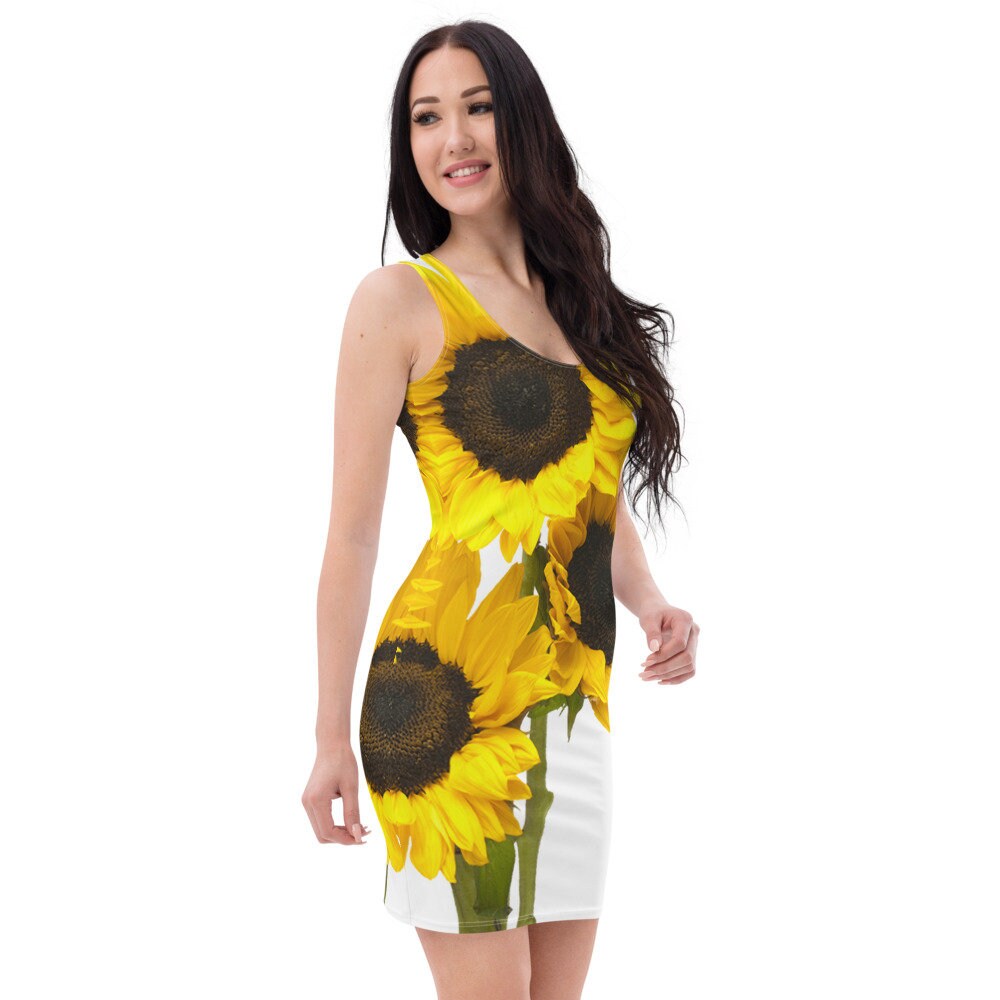 bodycon sunflower dress Sunflower Ruched Mini Dress  Rolling Rack Boutique