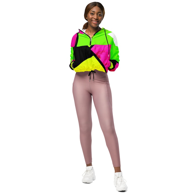 Women's Color-Block Cropped Windbreaker Jacket