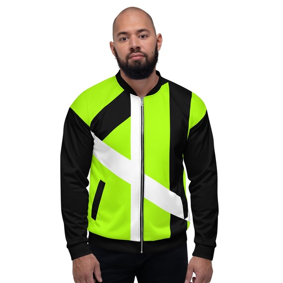 Neon Lime Green Color Blocking /unisex Bomber Jacket - Etsy